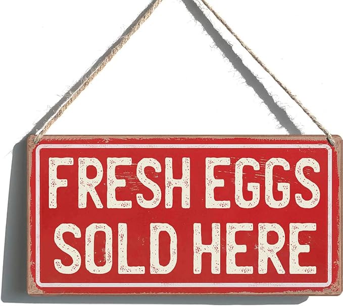 Farm Fresh Eggs Sign Chicken Coop Signs Eggs for Sale Signs for Outside Farmers Market Decor Farm Stand Sign Fresh Eggs Sold Here Sign 6x12 Inches