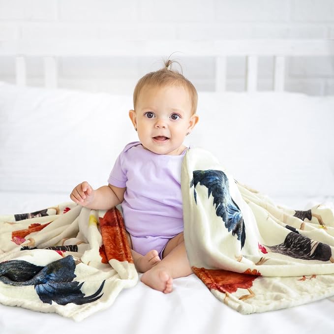 Chicken Blanket Gifts for Adults Kids, Large 60x80 Farmhouse Decor for Home, Easter Birthday Gifts for Chicken Lovers Women, Soft Fuzzy Rooster Chicks Themed Throw for Bed