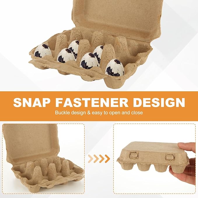 50Pcs Quail Egg Cartons, 5.1X3.9 X1.6Inch Quail Egg Holder, 3x4 Blank Natural Pulp Paper Jumbo Eggs Carton Bulk with Scissors for Home Kitchen Farmhouse Refrigerator