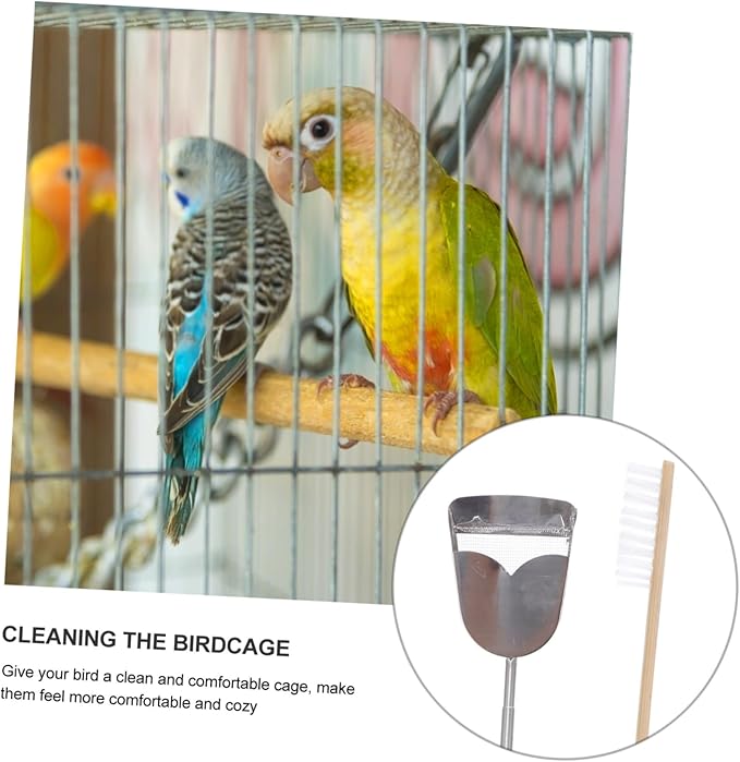 Hemoton 2pcs Bird Cage Cleaning Tool Set Telescopic Shovel Brush for Efficient Parrot Habitat Maintenance for Daily Use Selection