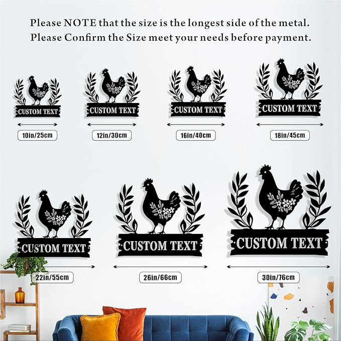 Custom Chicken Coop Metal Sign, Personalized Chicken Coop Sign for Outside, Custom Metal Hen House Farm Signs, Chickens Hen House Farmhouse Wall Art Decor