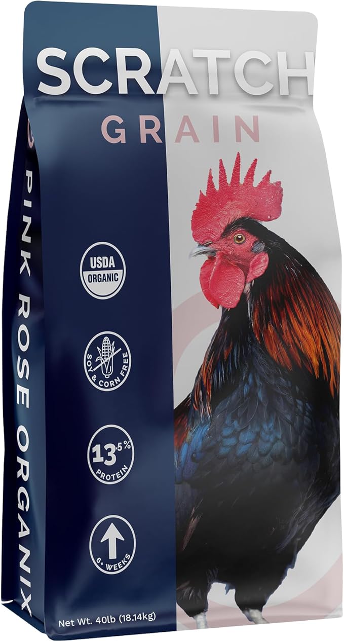 Chicken Scratch Grain, 40lbs - 13.5% Protein, Non-GMO, USDA Certified Organic Blend - Supports Digestion & Immune Health - Soy & Corn-Free