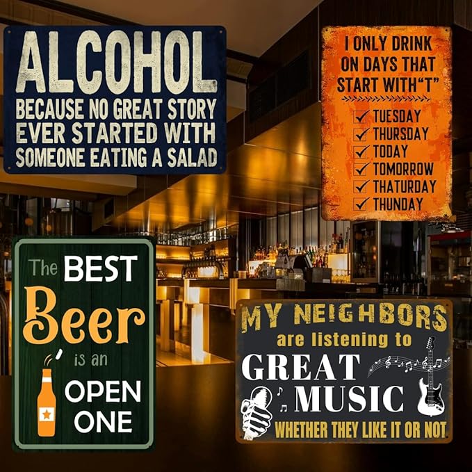 Vintage Bar Signs For Home Bar Sign Man Cave Decor Funny Beer Gifts The Best Beer Is An Open One Tin Sign Basement Metal Wall Decor Bar Decor And Accessories Garage For Men 8x12 Inch