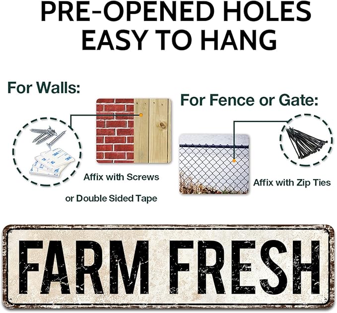 Fresh Fresh Unique Metal Tin Sign, Barn Sign, Farmer Sign, Eggs Sign, Chicken Coop Décor, Farm Fresh Sign, Business Sign, 4-Inch by 16-Inch Sign