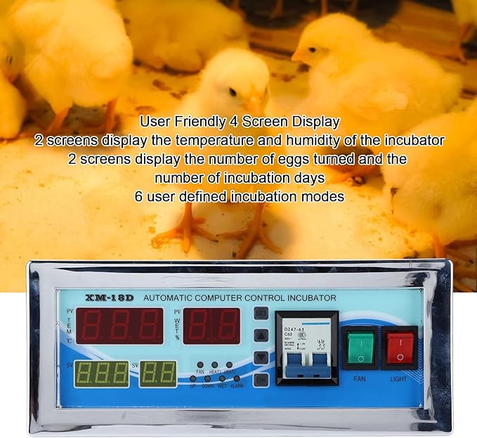 110V Egg Incubator Controller, XM-18D Digital Automatic Temperature Humidity Control Thermostat with Sensor Probe for Homebrew Incubator Greenhouse