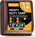 Sunvigor Tarp Waterproof 18x24Ft, Extra Thick 12 Mil Heavy Duty Tarp Cover, Tear & Fade Resistant, Outdoor Tarps with Brass Grommets and Reinforced Edges for Roof, Camping, Patio, Boat (Brown)