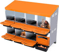 Chicken Nesting Boxes, Roll Away Nesting Box 8 Hole Metal Chicken Egg for Chicken Coop, Swing Perch and Rollout Egg Collection, Orange