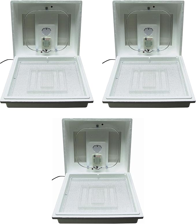 Farm Innovators 2100 Heated Still Air Incubator for 4 Dozen Eggs with Built in Hygrometer, Solid State Circuitry, and 2 Large Viewing Windows (3 Pack)