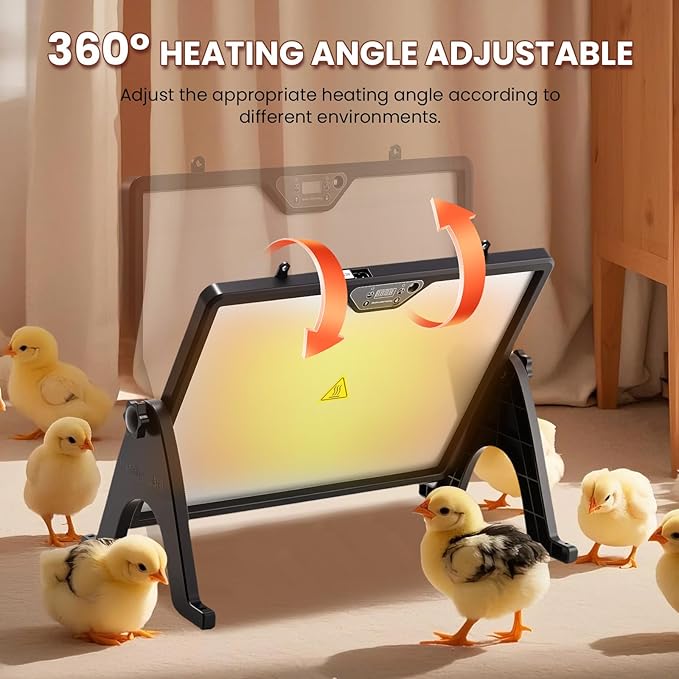 NEWTRY Chicken Coop Heater for Winter, 200W Dual-Sided Heating, Remote Control & Temp Adjustable Large Heat Warmer for Chickens, Ducks, Geese, Cats & Dogs