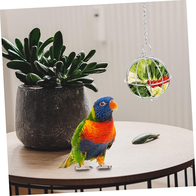 GALPADA 4pcs Stainless Steel Hanging Chicken Vegetable Feeder Shape Poultry Treat Holder for Hens Parrots and Animals Easy to Install Keeps Food Fresh