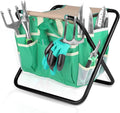Kitness 9 PCS All-in-One Garden Tools Set, Heavy-Duty Cast-Aluminum Gardening Kit with Folding Stool Seat and Detachable Canvas Tool Bag, Durable Hand Tools Gift Set for Gardening Lovers