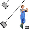 2 in 1 Chicken Poop Scooper & Rake, Chicken coop Scoop for Poop Sand with 22'' to 62" Adjustable Long Handle, Stainless Steel Sifting Shovel for Chicken Coops & Animals House