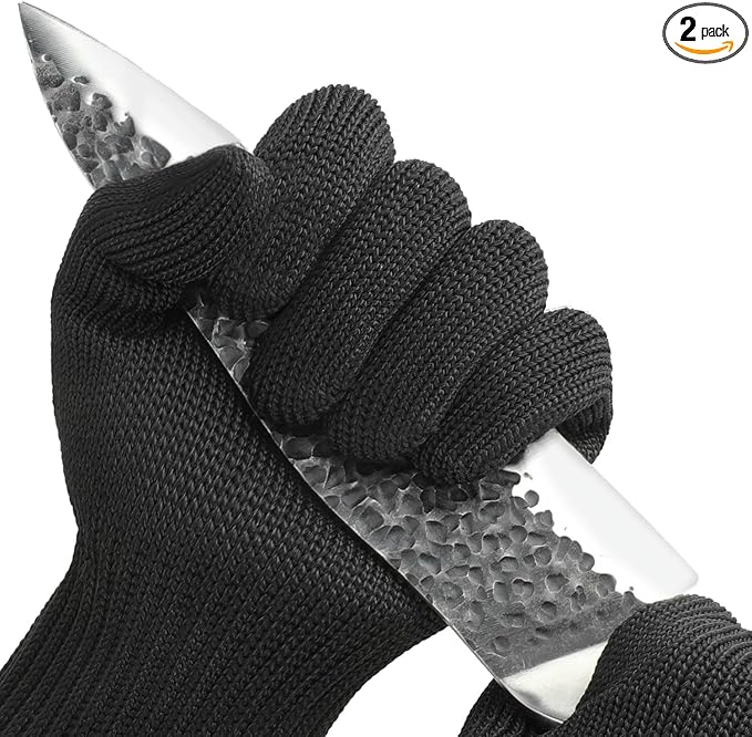 Cut Resistant Gloves Food Grade, Level 5 Protection,Safety Dexterity Cutting Gloves with Stainless Steel Wire for Kitchen Chefs Butchers Meat Cutting Mandoline Oyster Shucking Garden Wood Carving, L