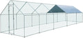 Extra Large Metal Chicken Coop for 50-55 Chickens, Walk-in Chicken Run, Chicken Pen Outdoor W/Cover, Waterproof & Anti-UV, 32.8' D x 9.8' W x 6.4' H, Wire Mesh Poultry Cage for Yard #LYJL10JD-US