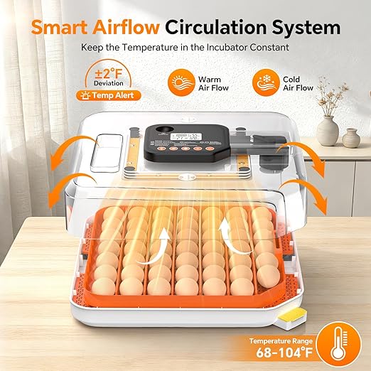48 Egg Incubator for Hatching Eggs, Chicken Incubator with Auto Turner, Digital Temp & Humidity Control, Built-in Egg Candler & External Water Refill - for Hatching Chicks, Ducks, Quail, Goose Eggs