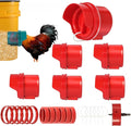 Chicken Feeder No Waste, 6 Ports Automatic Poultry Feeder with Covers & Hole Saw, Rain Proof Chicken Feeder Port for Buckets, Bins & Barrels