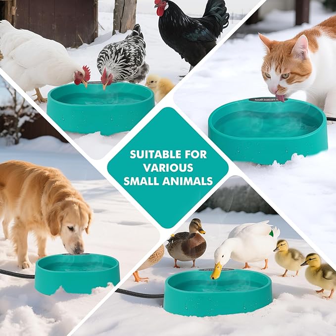 Large Heated Pet Water Bowl for Dogs, 3.7L Heated Dog Bowl Outdoor Heated Water Bowl for Cats,Chicken, Heated Dog Water Bowl -Keep Water Warm in Winter,35W Thermostatic Control and Anti Chew Cord