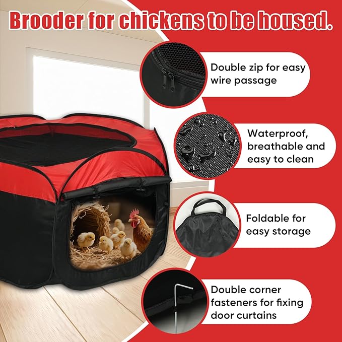 Chick Brooder Box for Baby Chicks,Brooder Box for Chick Starter Kit Pop-Up Brooder with Double Doors,Fits Up to 15 Chicks, Ducks, or Quail,Chicken Starter Kit Brooding Supplies for Backyard Poultry