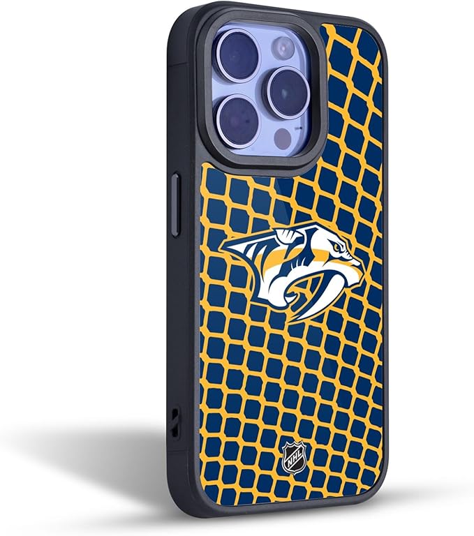 Head Case Designs Officially Licensed NHL Net Pattern Nashville Predators Gel Armor Case [Military Grade Drop Protection] Compatible with Apple iPhone 15