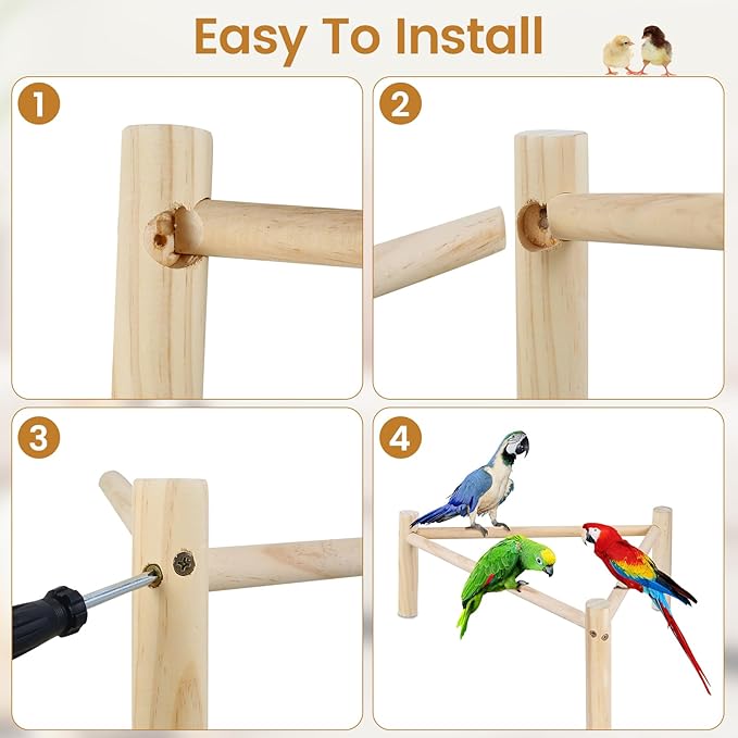 Chicken Strong Wooden Roosting Bar, Strong Roosting Bar for Brooder, Chick Wooden Perch 16.5 × 6.2 Inch Training Chicken Stand Toy for Bird Parrots Macaw