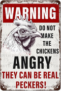 Chicken Coop Vintage Metal Tin Sign Warning Do Not Make The Chickens Angry Funny Outdoor Sign for Farm Wall Decor 12 * 8inch