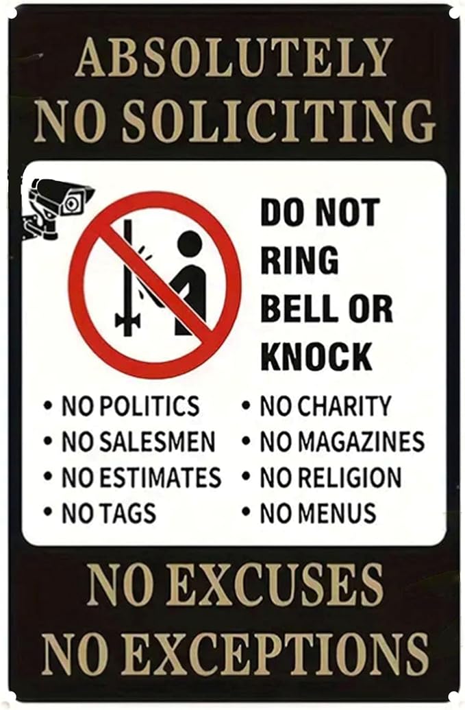 No Soliciting Sign for House Metal Signs- No Soliciting Yard Sign 8x12 Inch