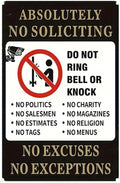 No Soliciting Sign for House Metal Signs- No Soliciting Yard Sign 8x12 Inch