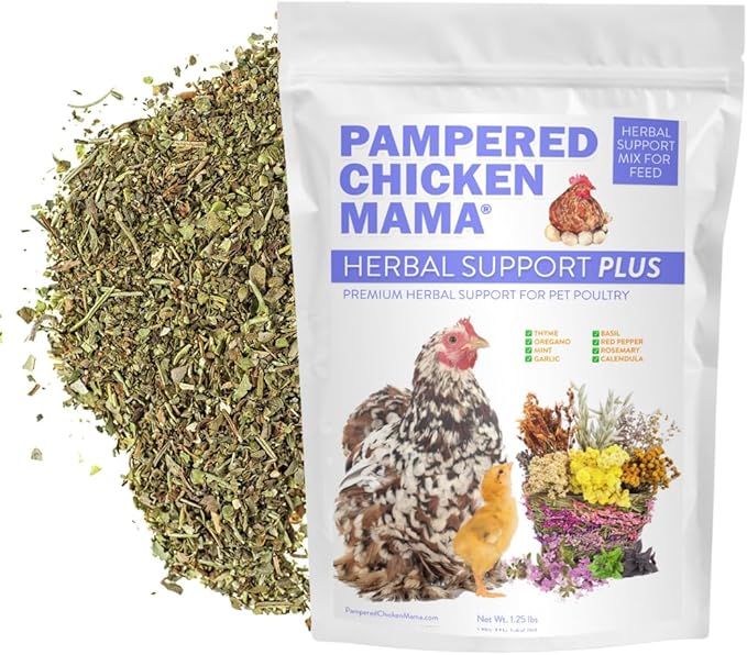 Pampered Chicken Mama Herbal Support Plus Poultry Treat for Overall Health | Mix with Layer Feed, Chick Starter, Chicken Scratch (1.25 Pound)