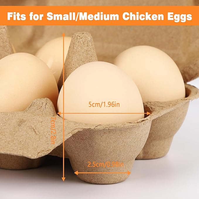 40 Pack Half Dozen Egg Cartons 6 Count with Fresh Farm, Blank Natural Pulp Carton for Chicken Eggs Reusable, Storage Tray Strong for Holds Up to Six 6 Egg Cardboard Paper Holder