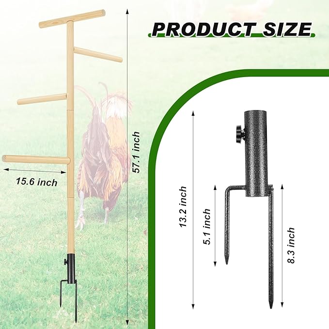 2 Pcs Extra Large Chicken Perch Toy for Coop 57" Wooden Chick Perch Stand with Strong Roosting Bar Chicken Enrichment Toys for Coop Brooder Large Bird, Easy to Assemble, Comes with Installation Video