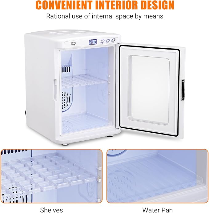 25 L Laboratory Incubator, Portable Reptile Science Laboratory Incubator, Digital Temperature Controlled 10°C-60°C (72°F to 140°F), Reptile Egg Incubator with AC&DC Power for Small Reptiles White