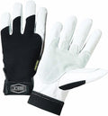 Ironcat Heavy Duty Top Grain Goatskin Leather Glove with Spandex Back, Reinforced Palm, Hook & Loop Closure, White/Black
