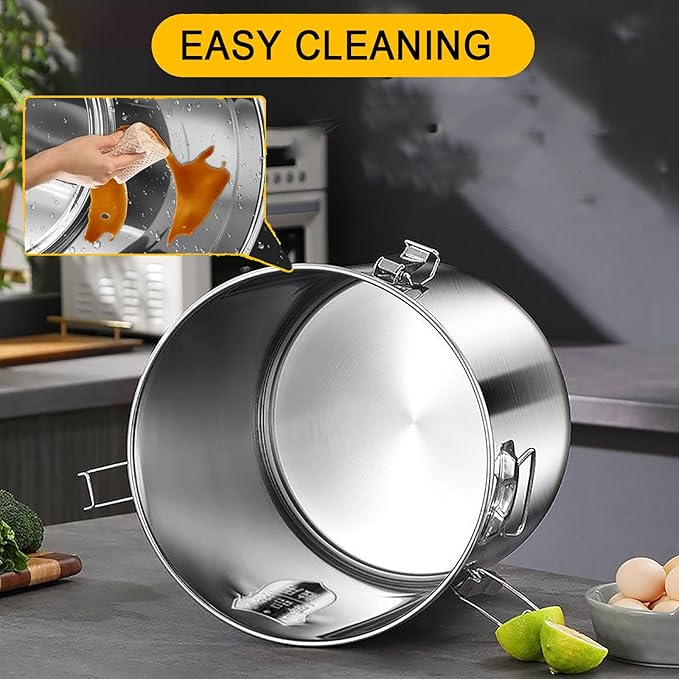 Stainless Steel Dog Food Storage Containers with Airtight Lid and Locking Clamp, 5-30L, Large Food Storage Container Metal Pet Food Bin for Dogs, Cats & Birds Seed