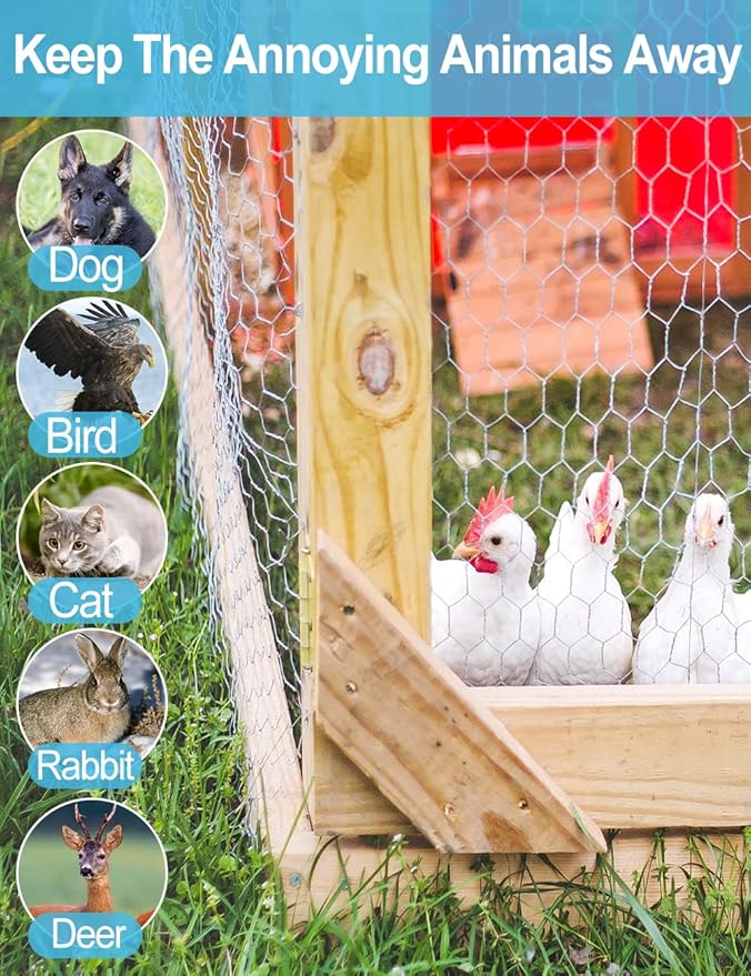 TOYPOPOR Chicken Wire 16in x 66ft(40cm x 20m), Outdoor Anti-Rust Hexagonal Galvanized Chicken Wire Mesh Fencing to Protect Gardening Plants Vegetables Flowers Fruits from Dogs Rabbits Squirrels, 16ft
