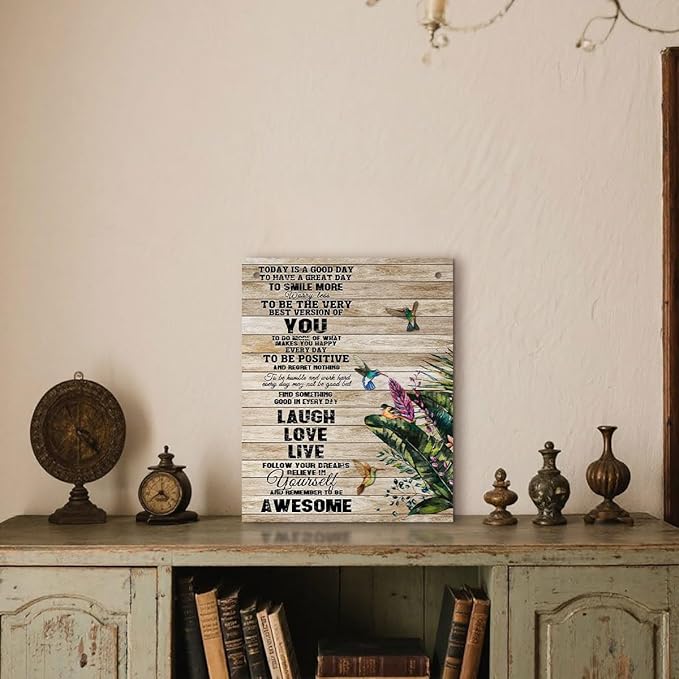 Today Is A Good Day To Have A Great Day Inspirational Wall Art Prints 8x10 Inch Motivational Wooden Hanging Plaque Wall Decor Farmhouse Rustic Wood Signs for Bedroom Living Room Home Office Decoration