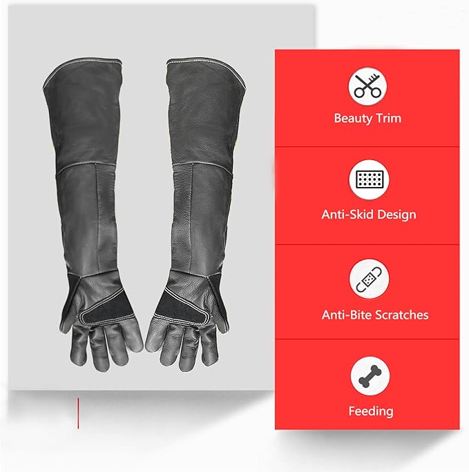 Animal Handling Gloves Bite Resistant, 60cm/ 23.6In Bite Proof Glove for Welding, Gardening, Handling Cat/Dog/Bird/Snake/Lizard/Falcon/Reptile, Anti-Bite Work Gloves (Deep Color)