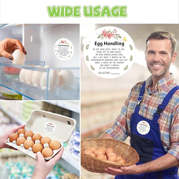 500PCS Farm Fresh Egg Carton Labels, 2 Inch Round Egg Carton Stickers, PET Self Adhesive Writable Farm Fresh Eggs Packaging Stickers for Chicken Quail Farmhouse Family(Style01)