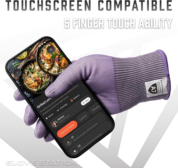 Glove Station Ultra Durable Series Cut Resistant Gloves - Cutting Gloves for Chefs, BBQ and Cooking - Level 7 Protection, Food Grade Safe Cut - Orchid Purple, X-Large