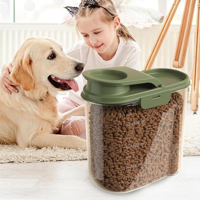 Pet Food Container - 2L Animal Food Storage Containers | Visible Grain Dispenser Large Capacity Anti-moisture Dust-proof for Kitchen Pantry Garage Barn Farm