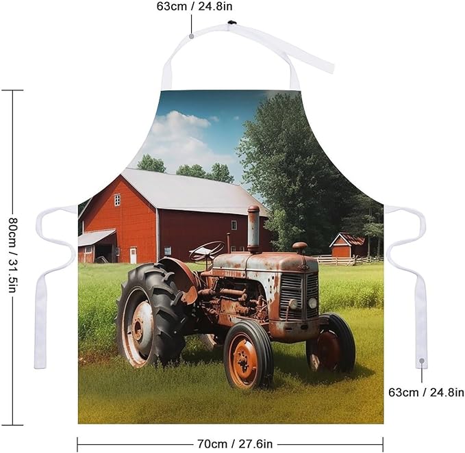 Company Farm Tractor Kitchen Apron Adjustable Bib Waterproof Restaurant Aprons with Pocket Unisex Personalized Chef Apron for Cooking Pottery Baking Painting