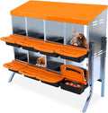 Chicken Nesting Boxes, Roll Away Nesting Box 8 Hole Metal Chicken Egg with Leg for Chicken Coop, Swing Perch and Rollout Egg Collection, Orange