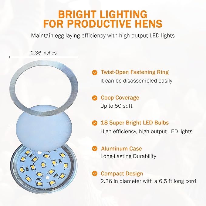 Incubator Warehouse AutoCoop LayLight2 with Smart Timer - Automatic Chicken Coop LED Daylight Extender - Chicken Coop Light with Programmable Settings for Boosting Chicken Egg Production