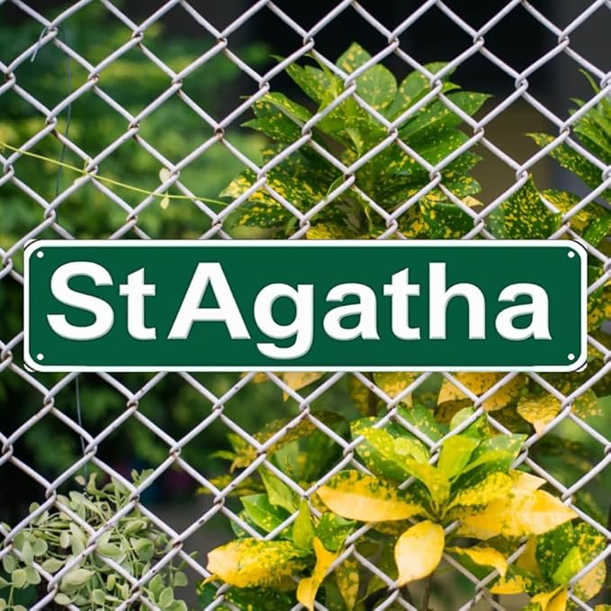 Decorative Tin Signs 16 * 4 Inch - StAgatha Rustic Town Sign - For Farmhouse, Garden, Garage - rustic decor, vintage garden decor, outdoor signs