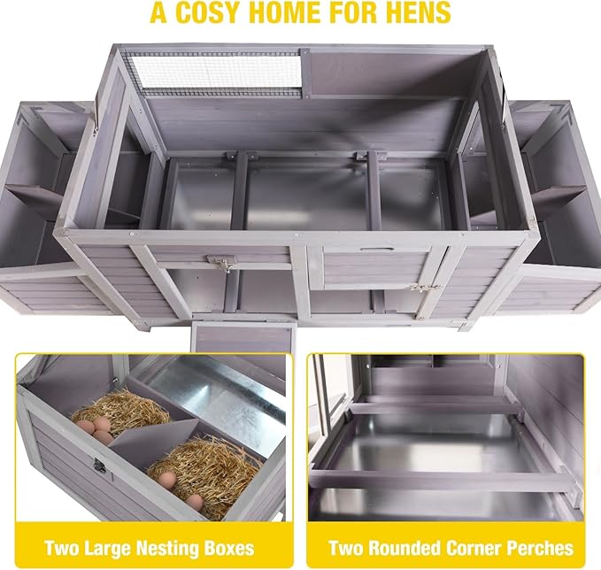 Aivituvin Chicken Coop with Two Nesting Boxes Large Wooden Hen House Outdoor Weatherproof Rabbit Hutch Duck Cage (AIR69)