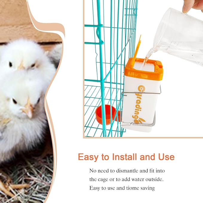 Automatic Waterer System Chick Drinker Cups 1L Hanging Automatic Fill Poultry Watering Cup Used for Cage (Orange, 1)