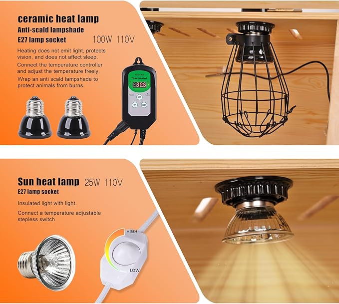Chicken Brooder Box for Chicks Brooder Box with Thermostat Poultry Breeding Box with Feeder and Water for Chick Quail Duck Parrot Hamsters and Lizards