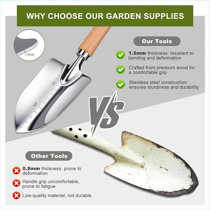 Kynup Garden Tools, 7 Piece Gardening Gift for Women, Gardening Tool Kit, Gardening Hand Tools Set, Gardening Supplies, Essentials, Garden Stuff, Thickened Stainless Steel, Rust-Proof