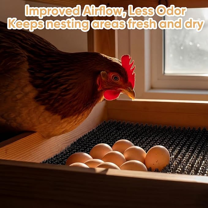 10 Pcs Chicken Nesting Pads Washable 13.8 * 11.6 Nesting Box Pads for Chickens Coop Artificial Grass Rug Accessories Plastic Grass Mat for Chicken Coop Accessories (Black)
