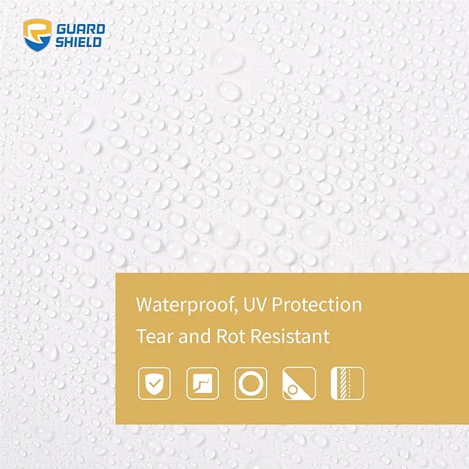 GUARD SHIELD White Tarps Heavy Duty Plus+ Waterproof 16x20 Feet, 12mil Large Tarp with Reinforced Grommets, Outdoor Cover for Roof, Car, Boat, Truck and Ground Pool