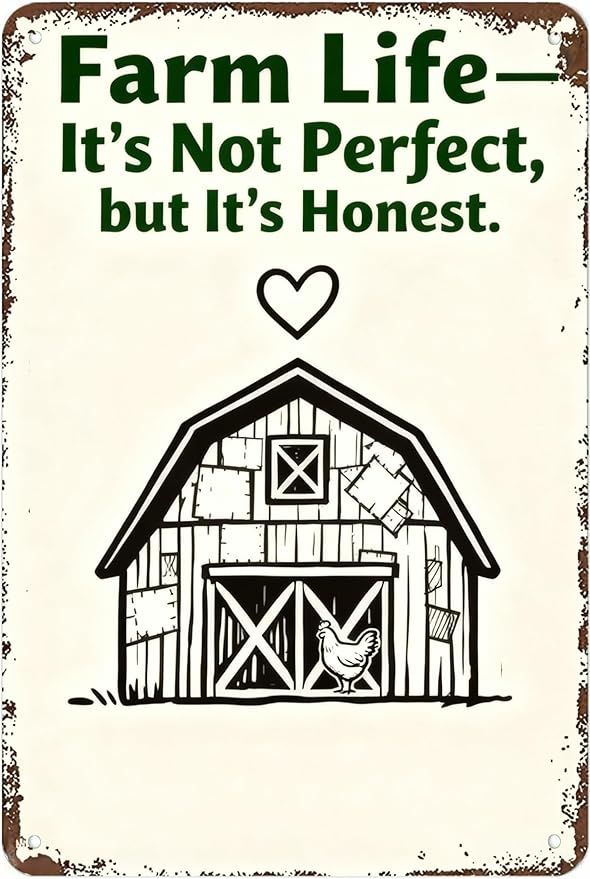 Vintage Metal Sign Farm Life—It’s Not Perfect, but It’s Honest. Tin Sign Decor Retro Wall Decor For Home Coffee Bar Funny Aluminum Sign 16x12 inch
